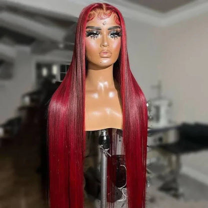 New Highlight Rose Red With Burgundy Straight Wig